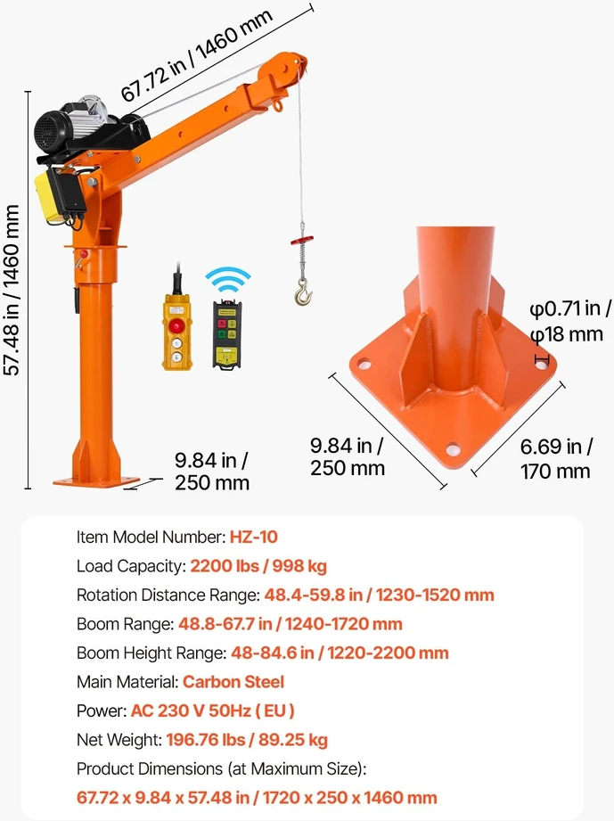 VEVOR Elektrinis pikapo kranas 998 kg
