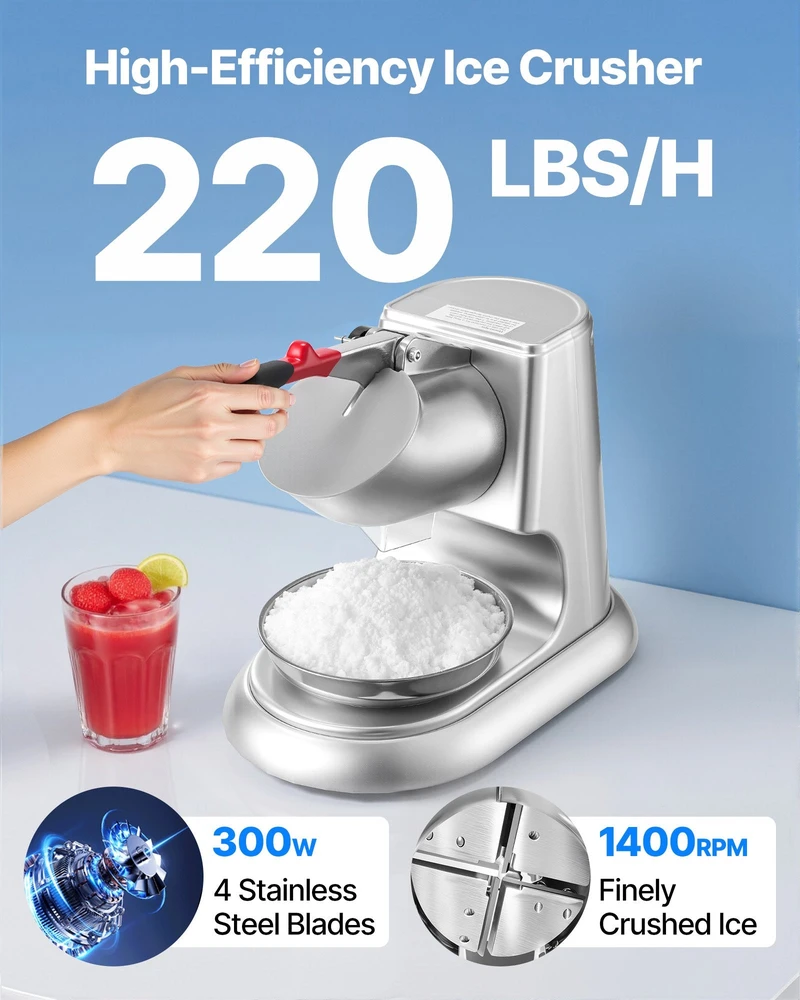 Vevor Komercinis ledo trupintuvas 100 kg/val elektrinis