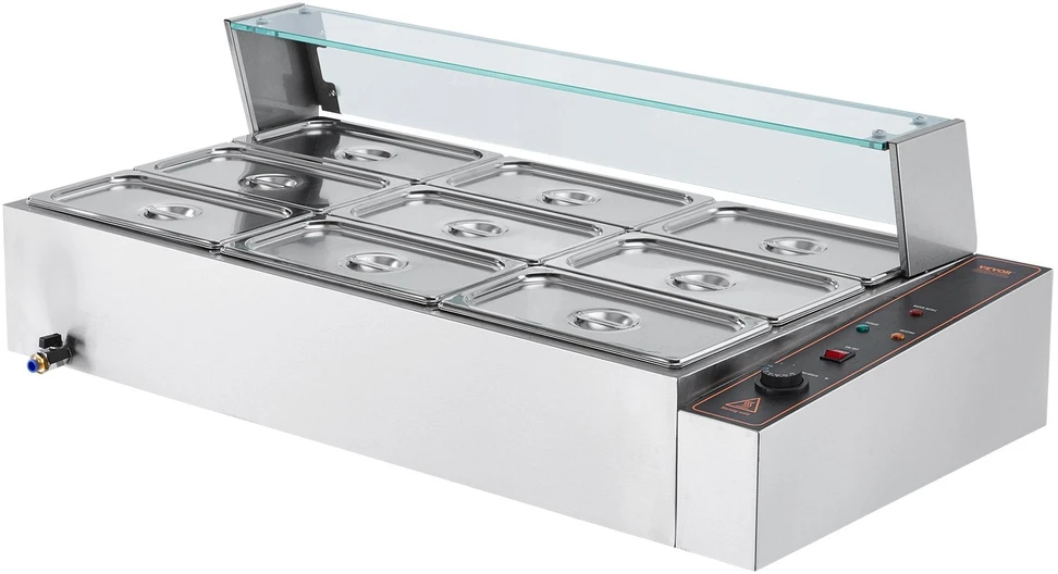 VEVOR Maistiniams produktams šildytuvas 1500W su stikline danga, 9 padėklai