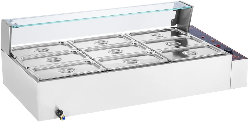 VEVOR Maistiniams produktams šildytuvas 1500W su stikline danga, 9 padėklai