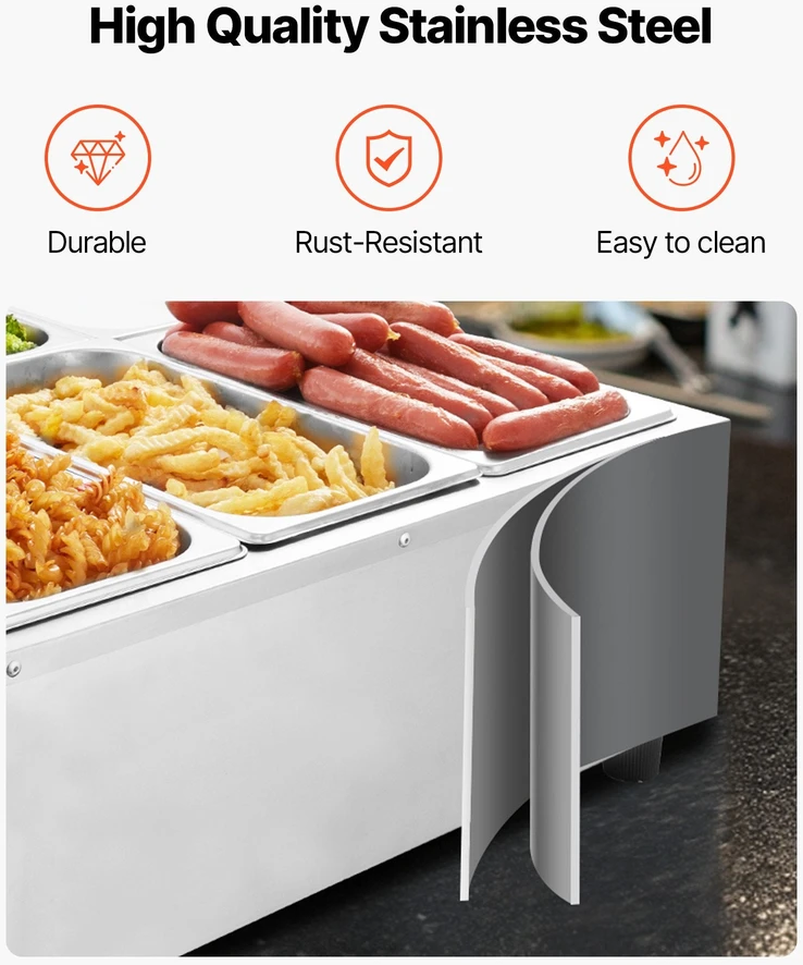 VEVOR Elektrinis maisto šildytuvas iš nerūdijančio plieno, 1500W