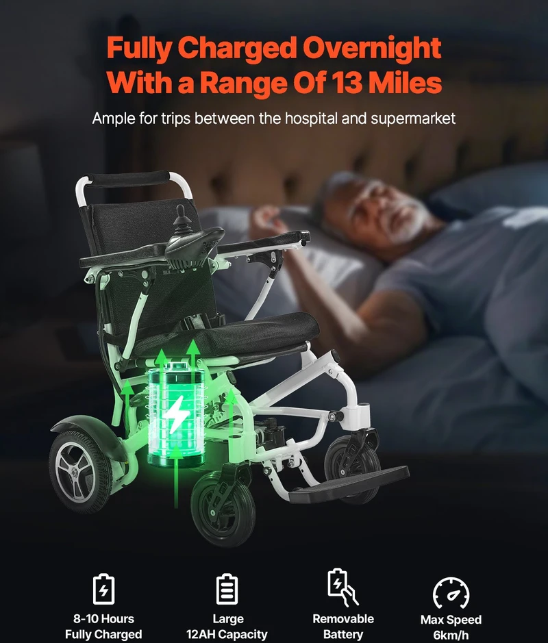 Vevor Elektrinis neįgaliųjų vežimėlis 136 kg talpa