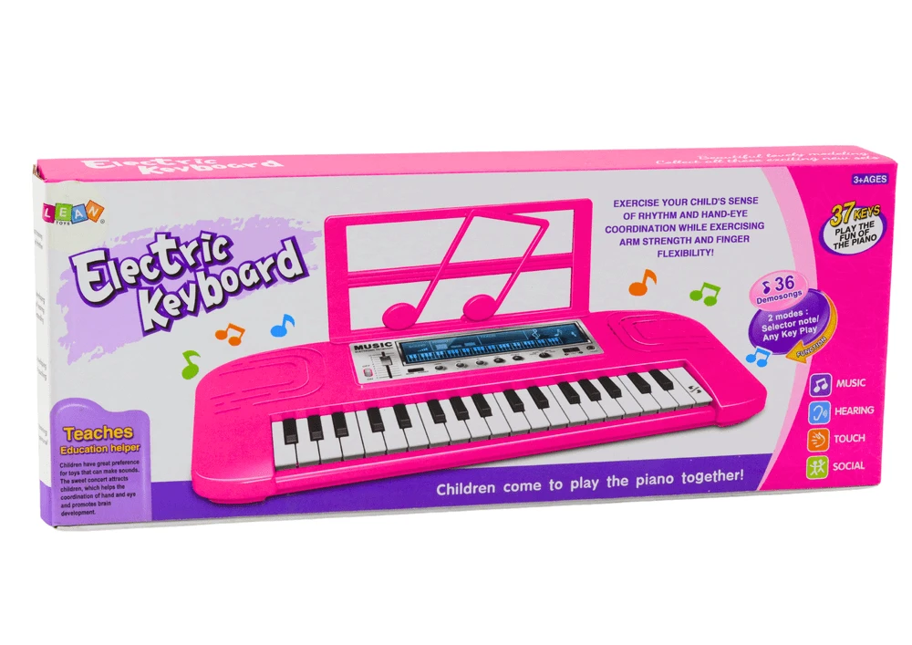 Lean Toys Elektroninis fortepijonas vaikams su 37 klavišais ir 36 melodijomis, rožinis