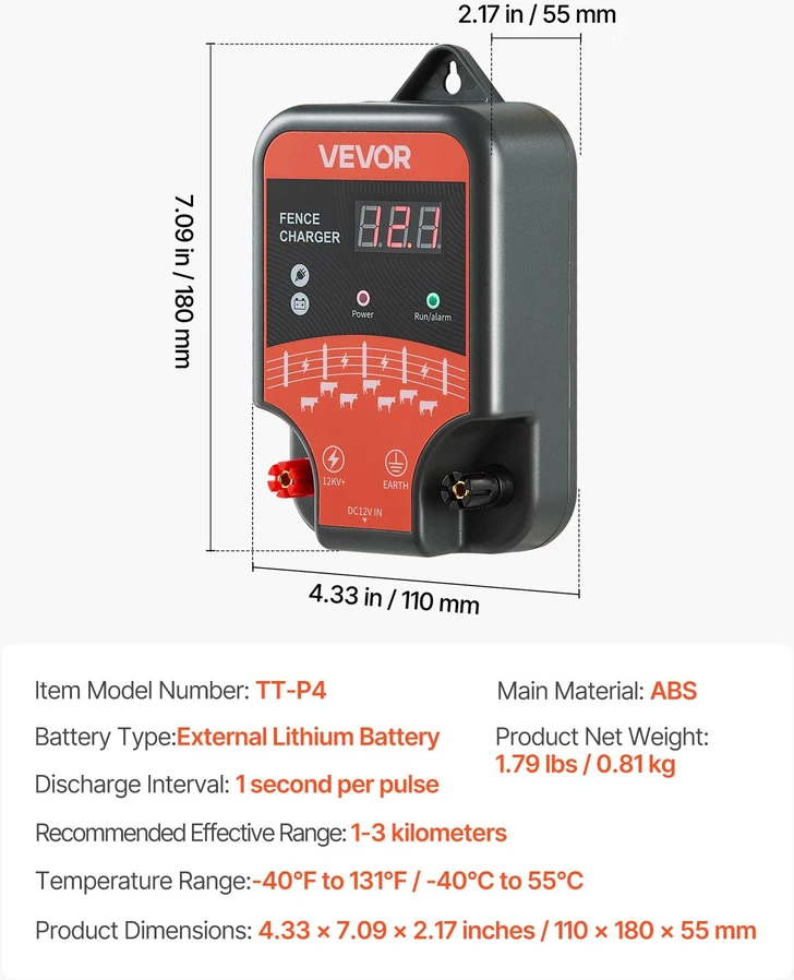 Vevor elektrinis tvoros įkrovos įrenginys 10 kV 3J