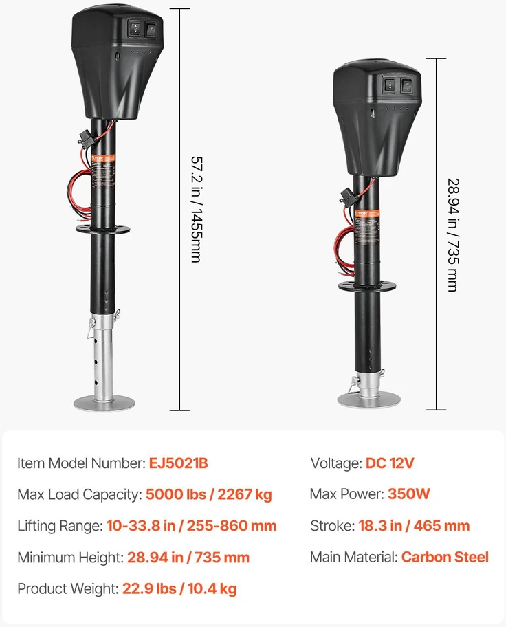 VEVOR Elektrinis priekabos kėliklis 2267 kg RV ir kemperiui