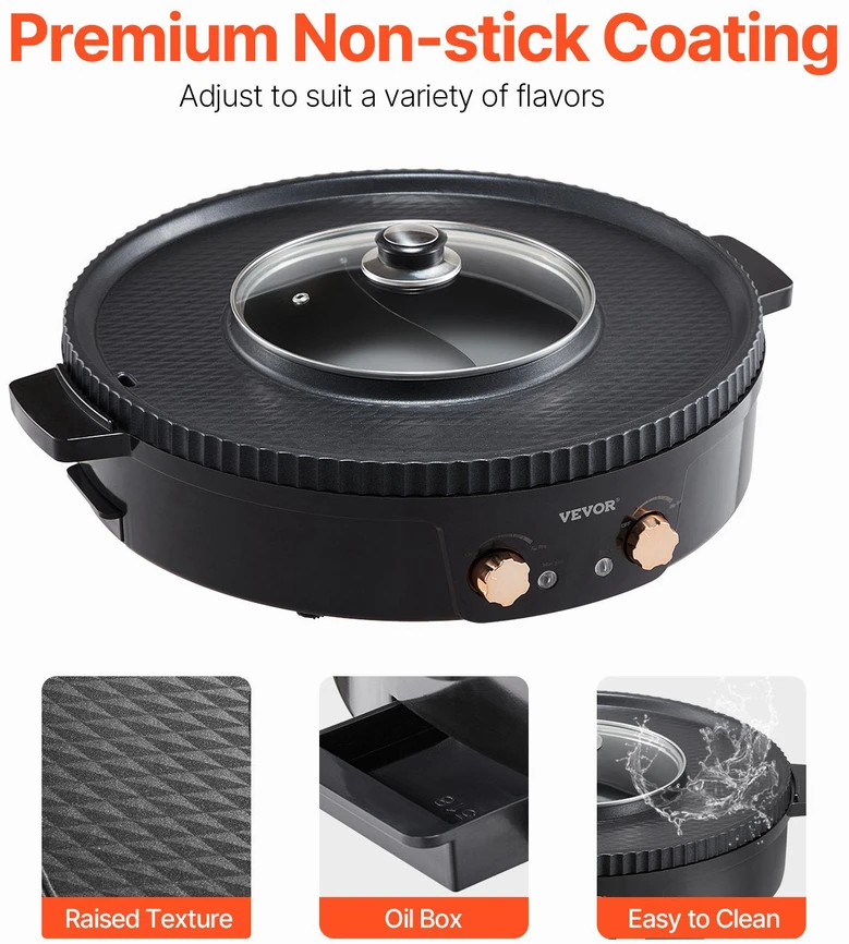 Vevor Elektrinis grilis ir hotpot 1800W 2-in-1