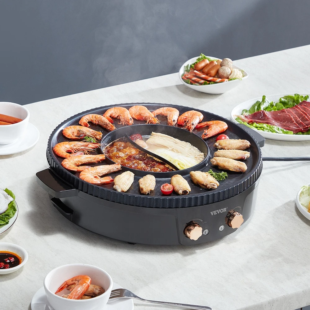 Vevor Elektrinis grilis ir hotpot 1800W 2-in-1