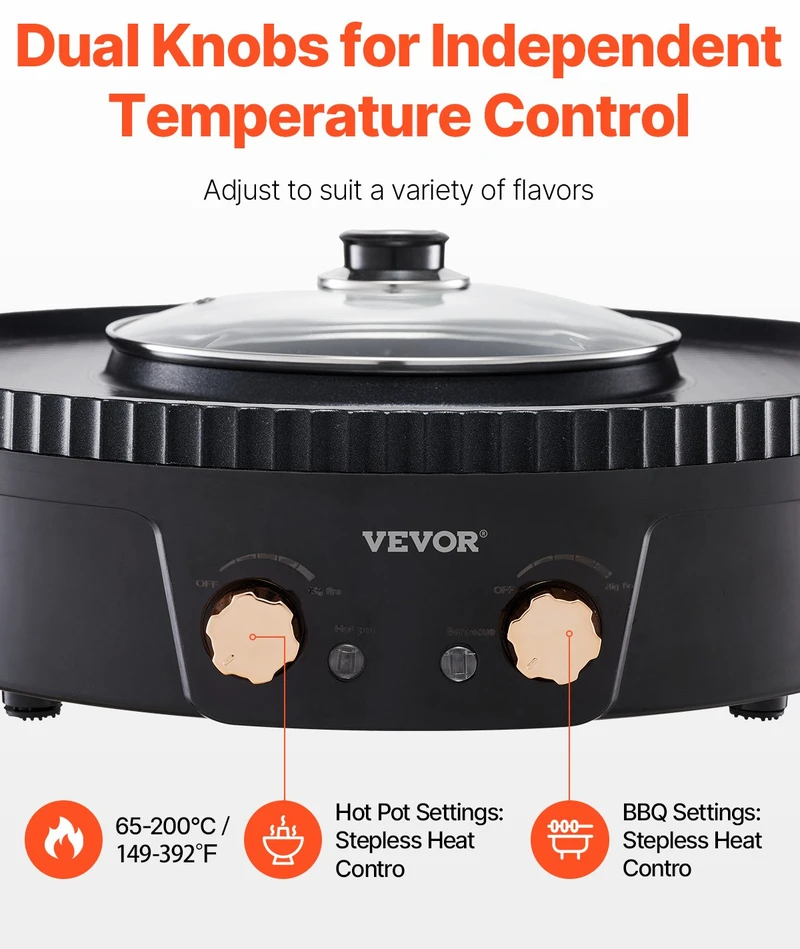 Vevor Elektrinis grilis ir hotpot 1800W 2-in-1