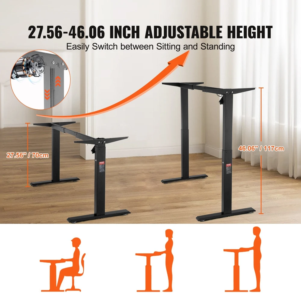 VEVOR Elektrinis reguliuojamas stalo rėmas 70-117 cm