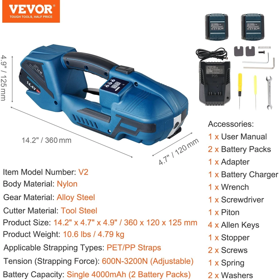 VEVOR Automatinė elektrinė juostų tvirtinimo mašina