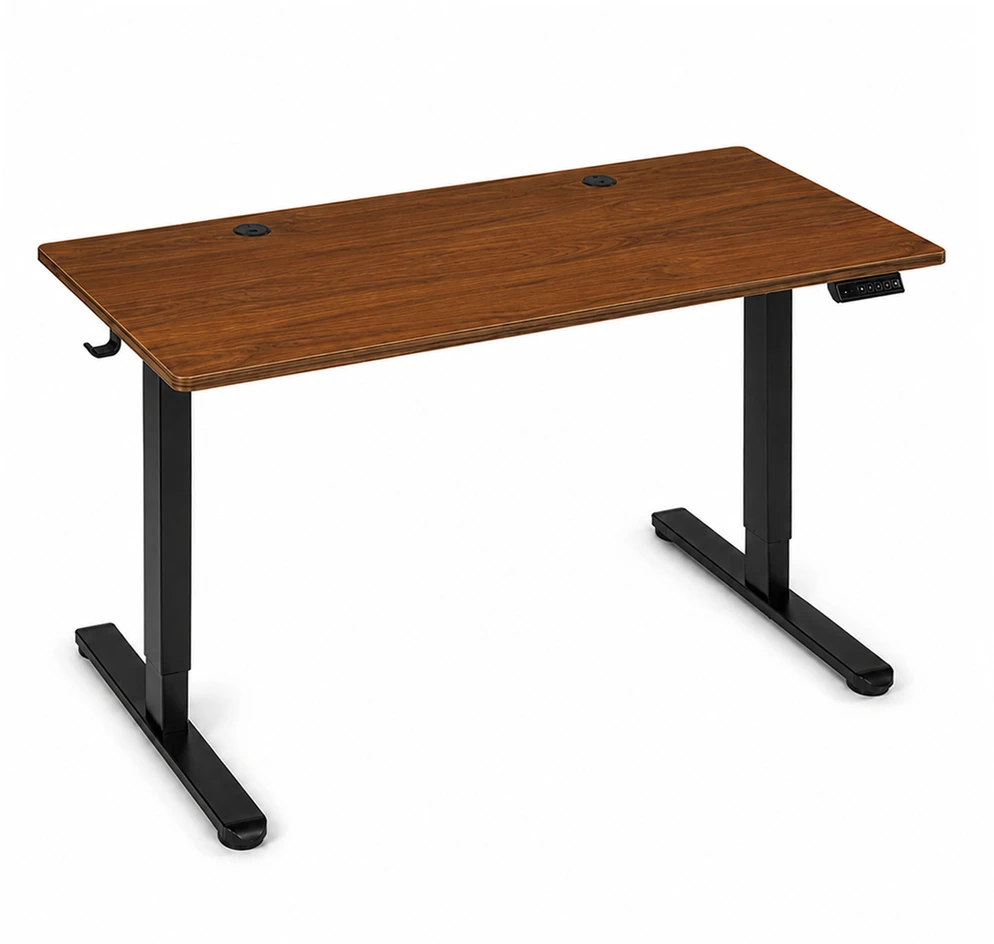 Elektrinis stalas 120x60 cm, pakeliamas, reguliuojamo aukščio 72-118 cm, tamsaus ąžuolo, ModernHome
