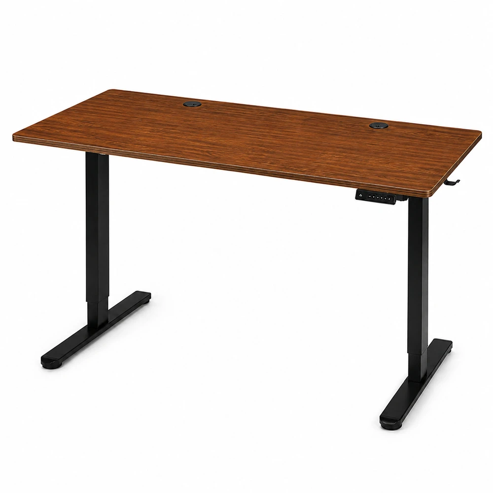 Elektrinis stalas 120x60 cm, pakeliamas, reguliuojamo aukščio 72-118 cm, tamsaus ąžuolo, ModernHome