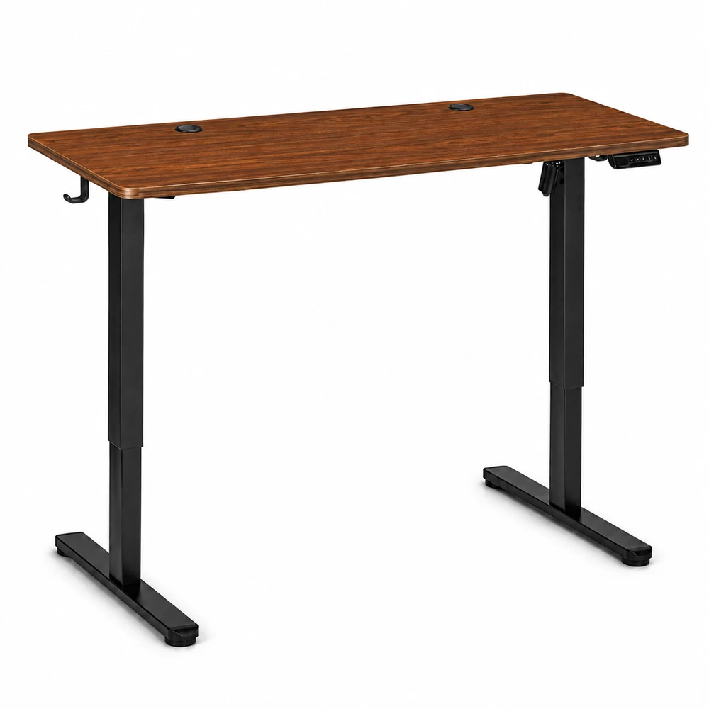 Elektrinis stalas 120x60 cm, pakeliamas, reguliuojamo aukščio 72-118 cm, tamsaus ąžuolo, ModernHome