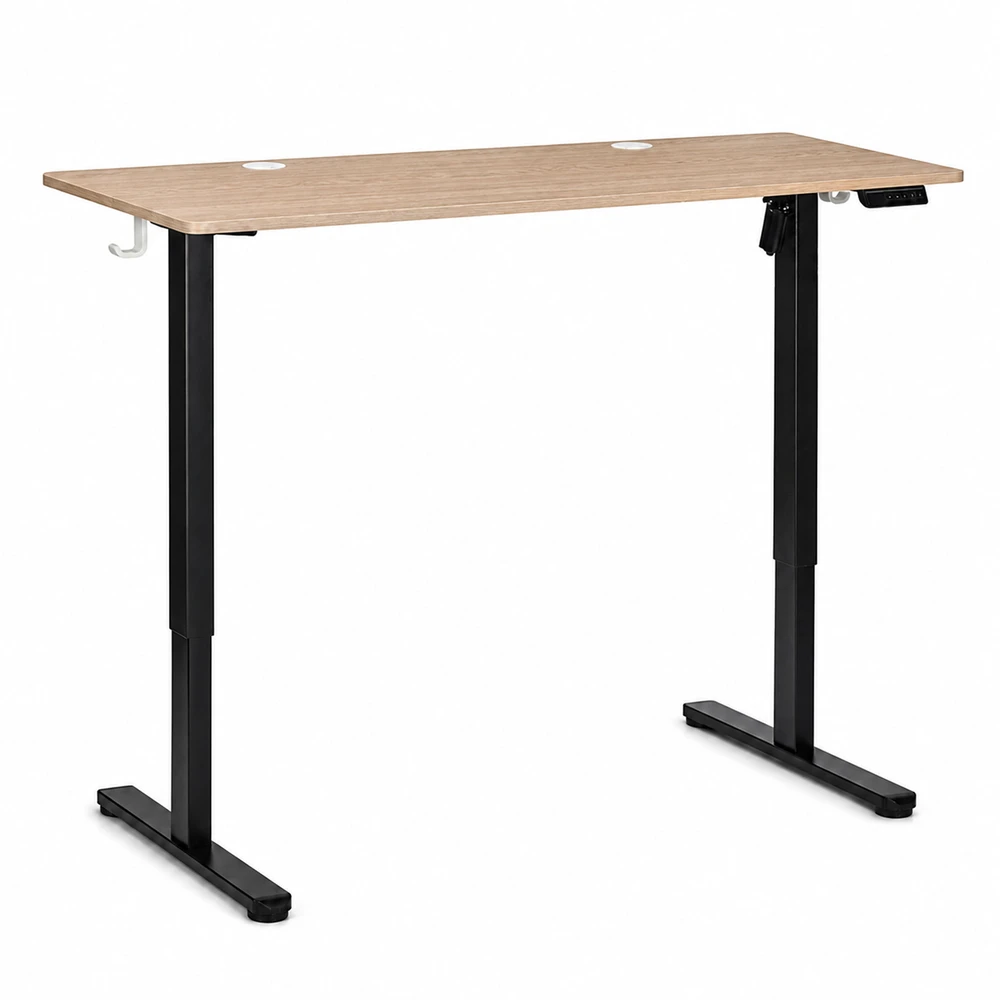 Elektrinis stalas 120x60 cm, pakeliamas, reguliuojamo aukščio 72-118 cm, šviesaus ąžuolo spalvos