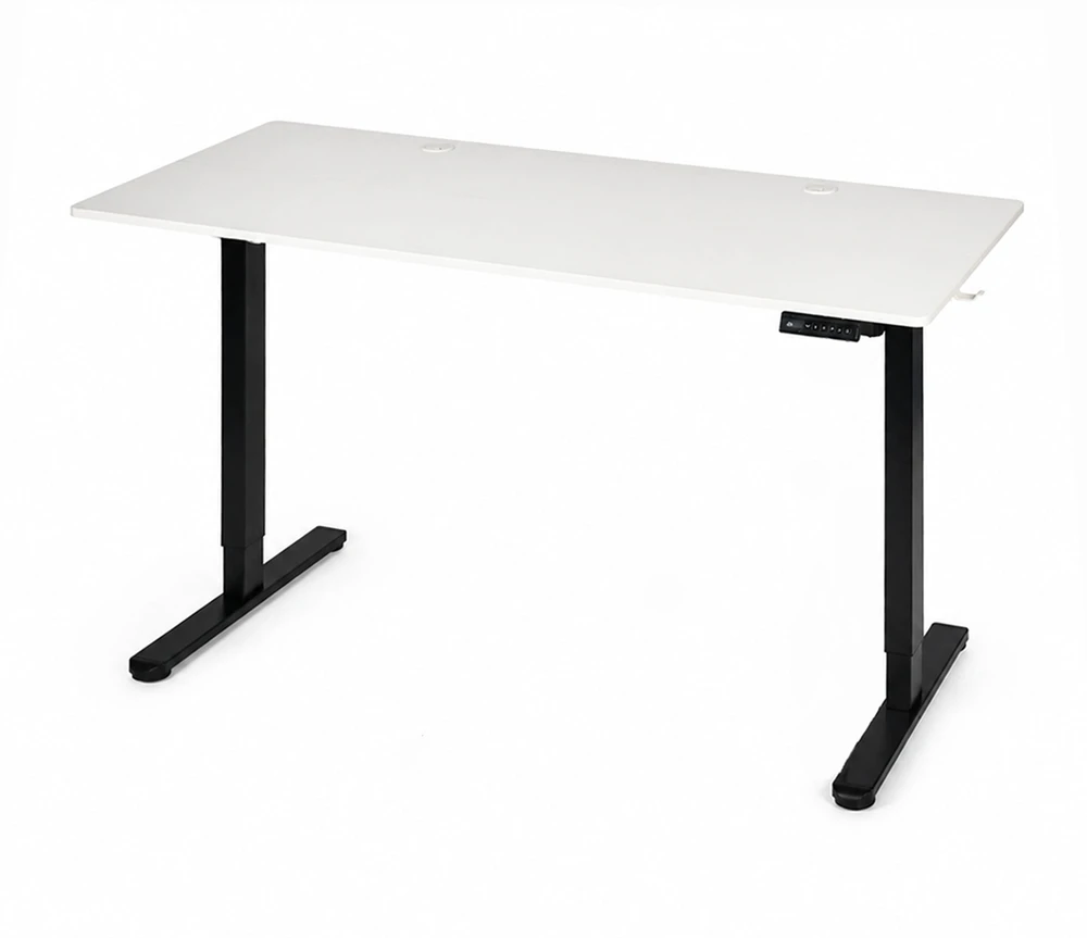 Elektrinis stalas 120x60 cm, reguliuojamo aukščio 72-118 cm, baltas stalviršis, ModernHome