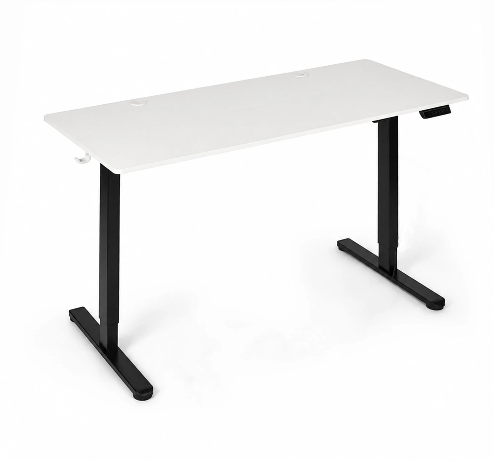 Elektrinis stalas 120x60 cm, reguliuojamo aukščio 72-118 cm, baltas stalviršis, ModernHome