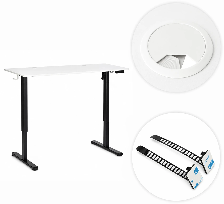 Elektrinis stalas 120x60 cm, reguliuojamo aukščio 72-118 cm, baltas stalviršis, ModernHome