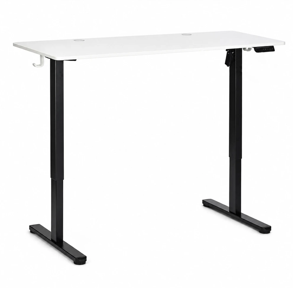 Elektrinis stalas 120x60 cm, reguliuojamo aukščio 72-118 cm, baltas stalviršis, ModernHome