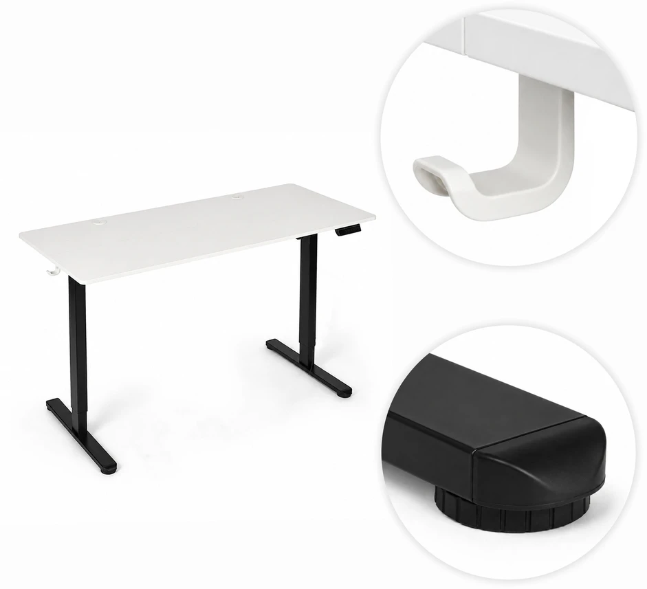 Elektrinis stalas 120x60 cm, reguliuojamo aukščio 72-118 cm, baltas stalviršis, ModernHome