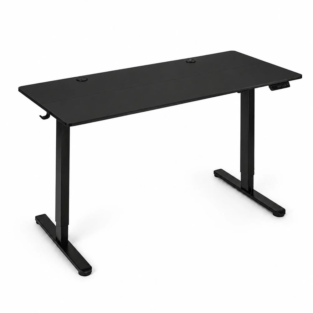 Elektrinis stalas 140x60 cm, reguliuojamo aukščio 72-118 cm, juodas, ModernHome