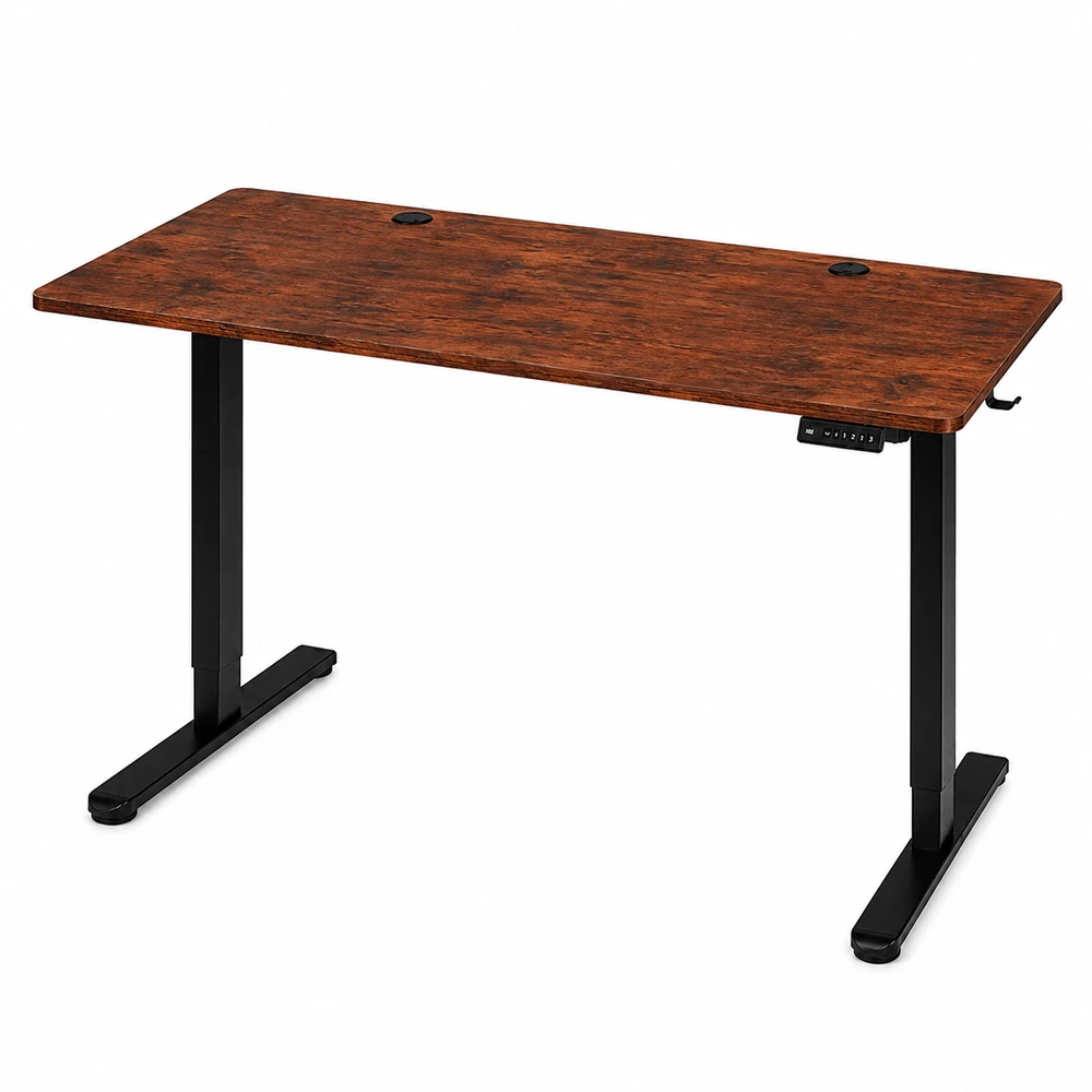Elektrinis stalas 140x60 cm, reguliuojamo aukščio 72-118 cm, sendinto ąžuolo, ModernHome