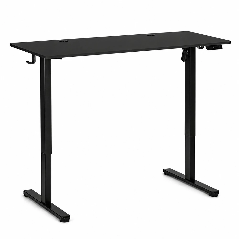 Elektrinis stalas 140x60 cm, reguliuojamo aukščio 72-118 cm, juodas, ModernHome