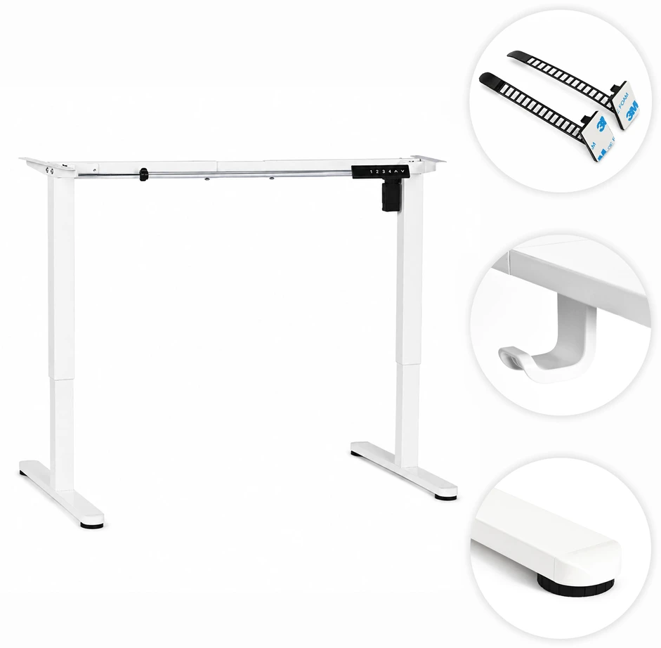 Elektrinis stalo rėmas, aukščio reguliavimas 72-118 cm, stalviršiui iki 160 cm, baltas ModernHome
