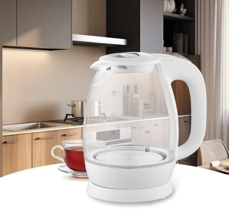 Maestro MR-063-Baltas Glass Electric Virdulys 1.7 L Baltas
