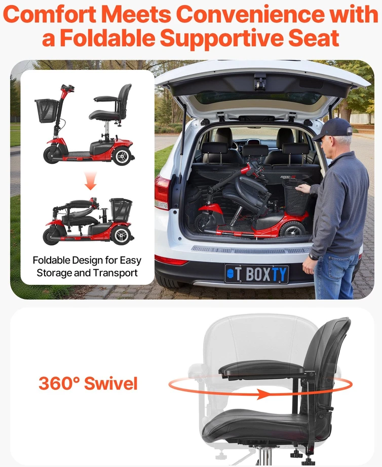 Vevor 3 ratų elektrinis mobilumo motoroleris