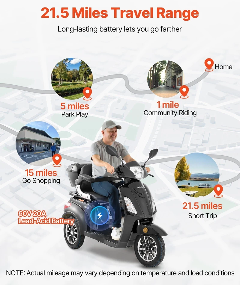 Vevor Triratė elektrinė motoroleris senjorams ir suaugusiems
