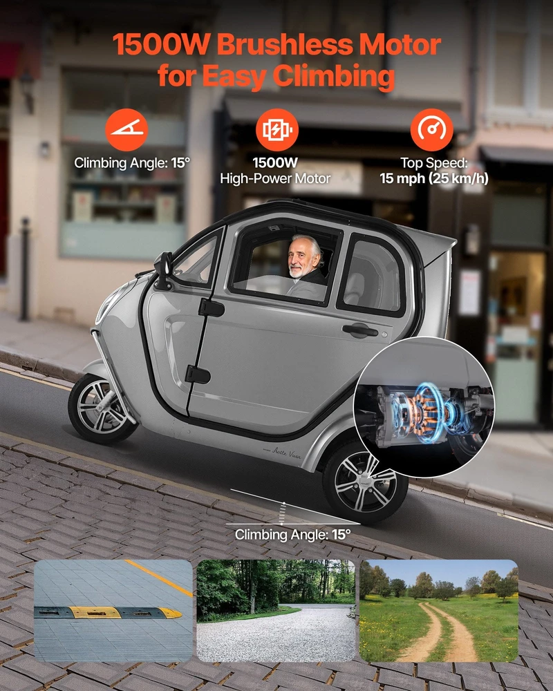 VEVOR 3 ratų elektrinis motoroleris vyresniems