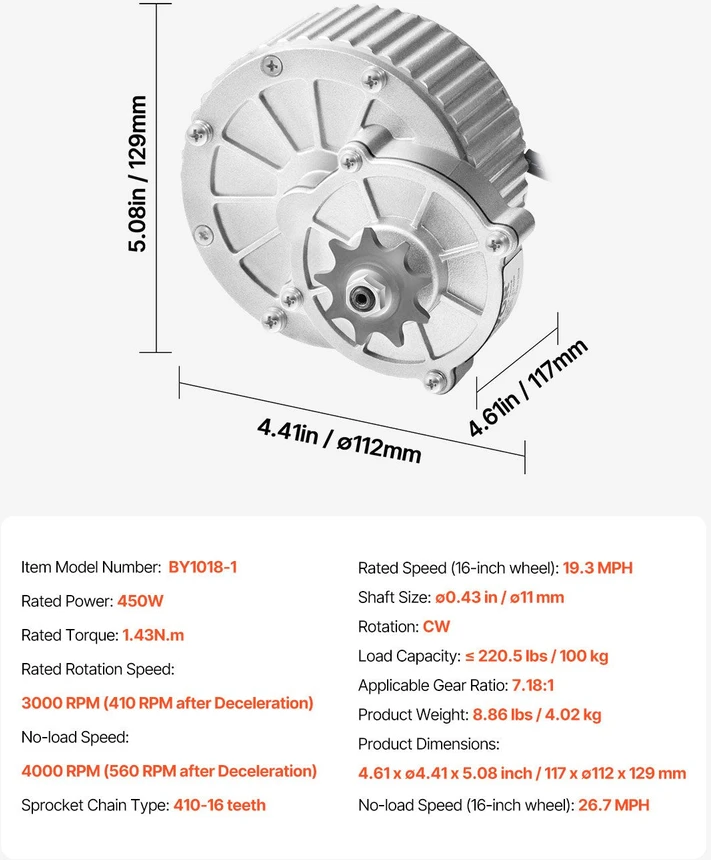 Vevor 450W elektrinio DC variklio rinkinys su valdikliu