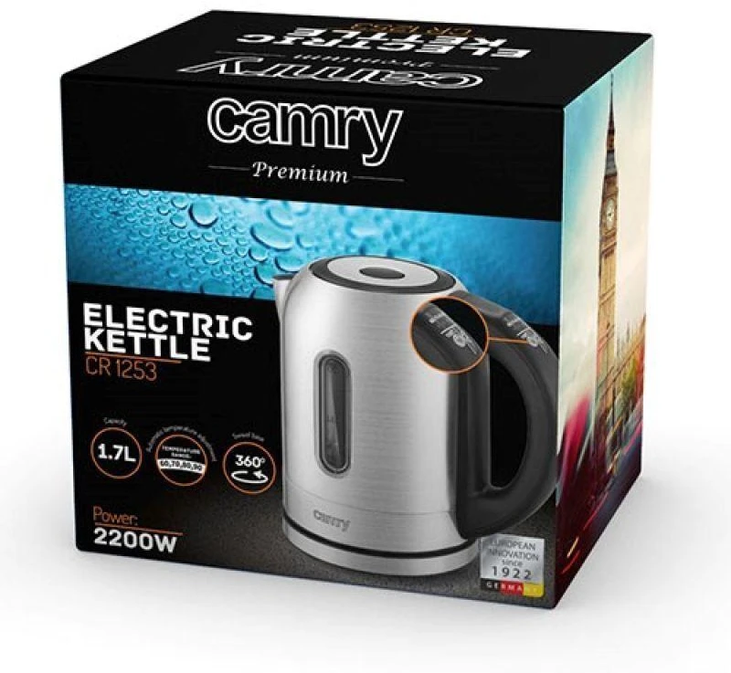 Camry | Virdulys | CR 1253 | With electronic control | 2200 W | 1.7 L | Nerūdijantis plienas | 360° rotational base | Nerūdijantis plienas