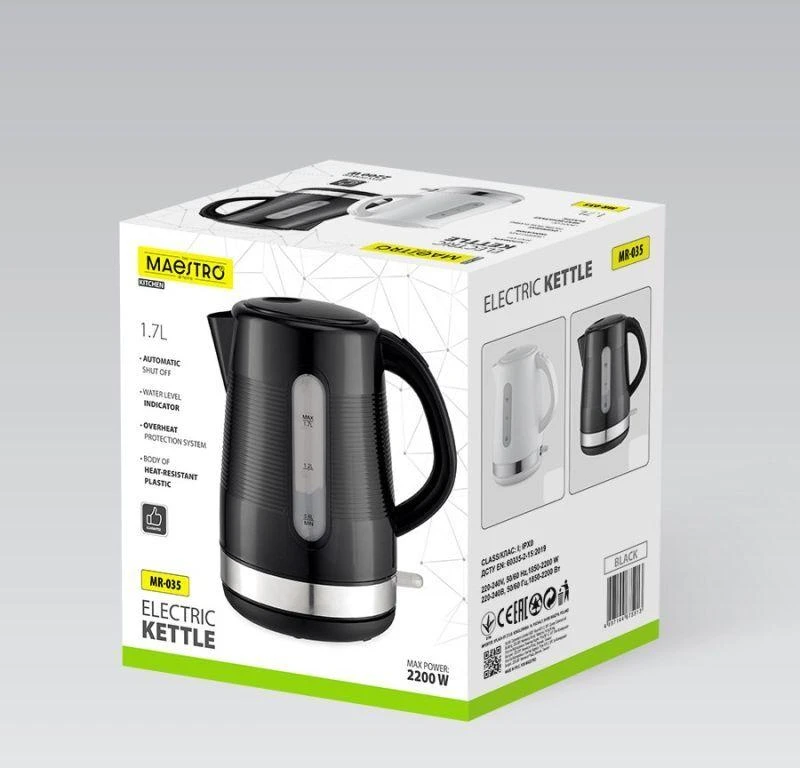 Elektrinis Virdulys - Maestro 1,7 L Juodas
