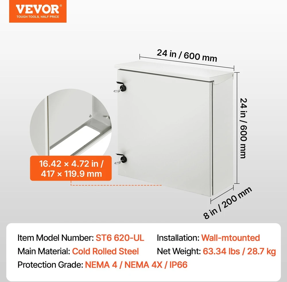 VEVOR Elektrinė plieninė dėžė NEMA 4 išorei