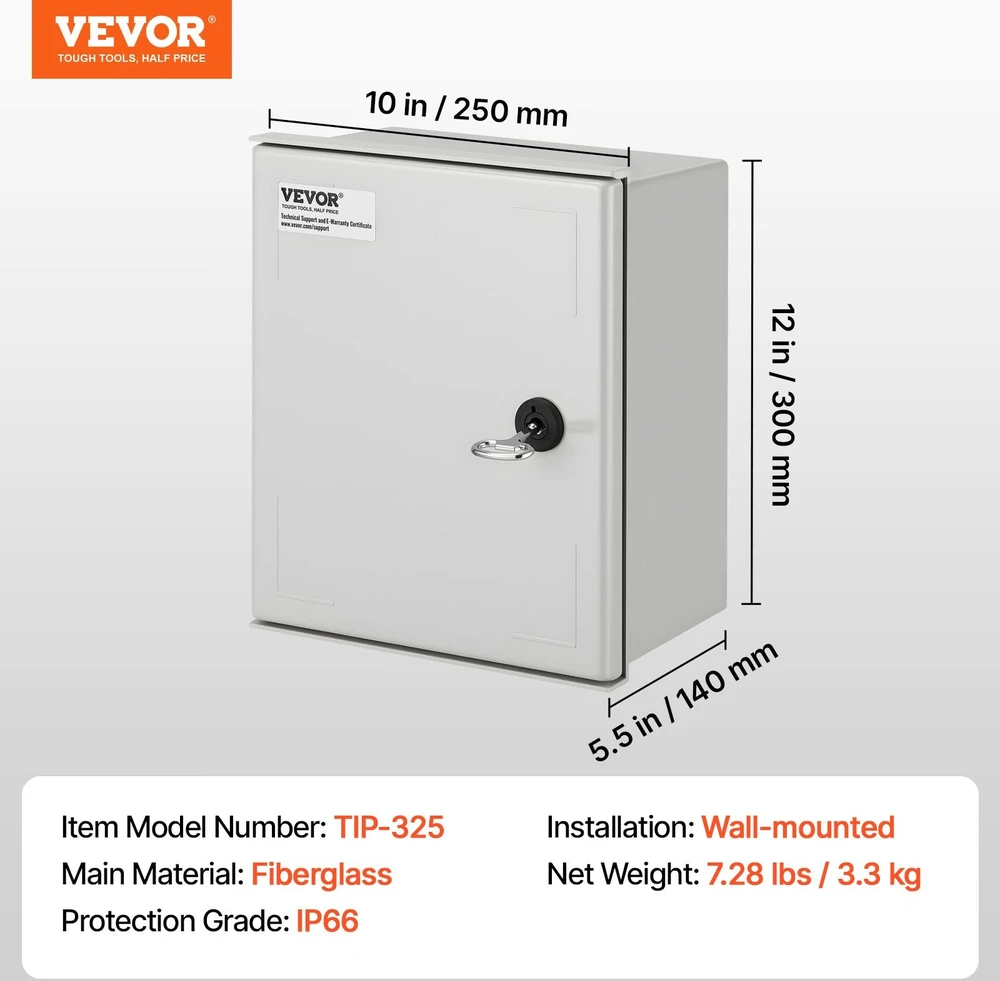VEVOR NEMA stiklo pluošto elektrinė dėžė IP66