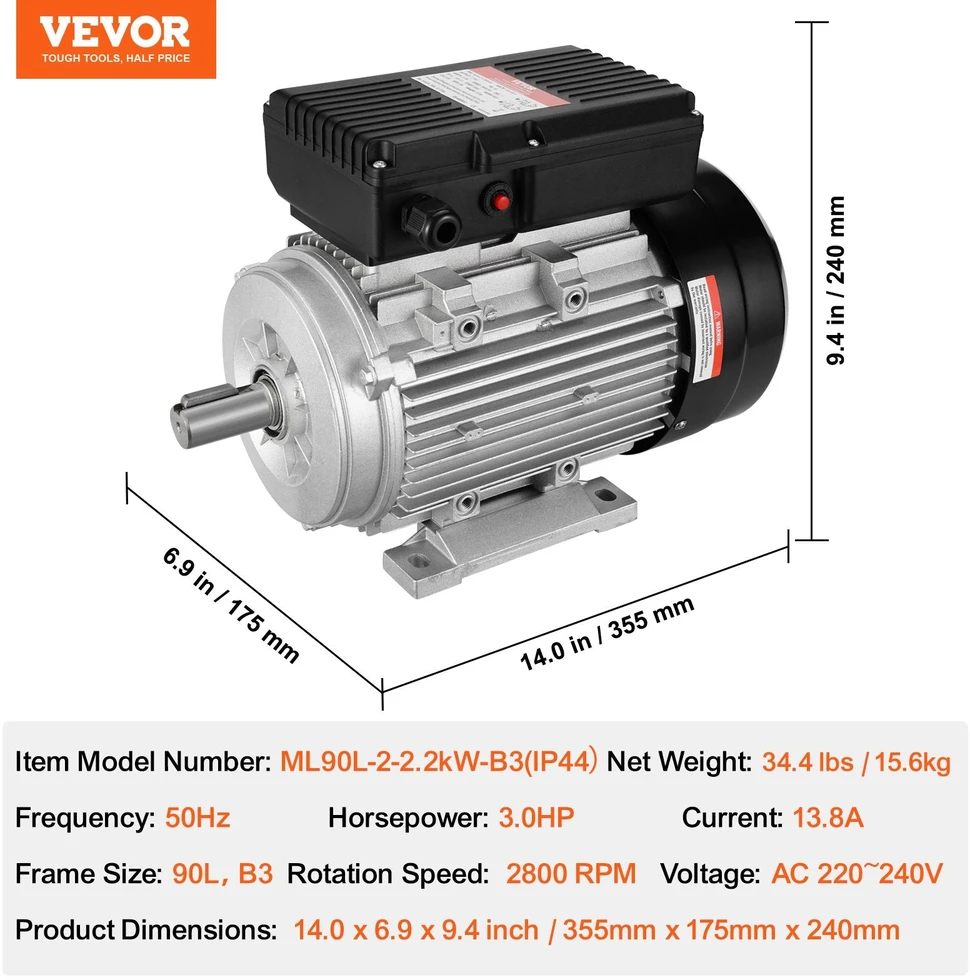 VEVOR 2.2 kW elektrinis variklis 2800 RPM