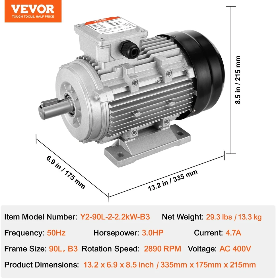 VEVOR 2.2 kW elektrinis variklis 2890 aps./min.