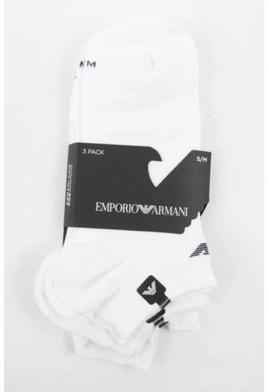 Emporio Armani Calza trumpų kojinių medvilninės baltos patogios 3 poros