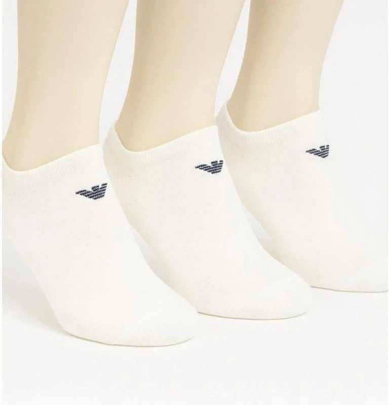 Emporio Armani Calza trumpų kojinių medvilninės baltos patogios 3 poros