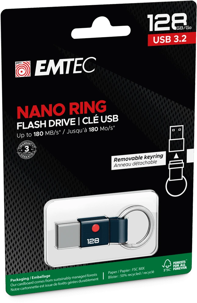Emtec USB 3.2 Nano Ring T100 128 GB USB atmintinė