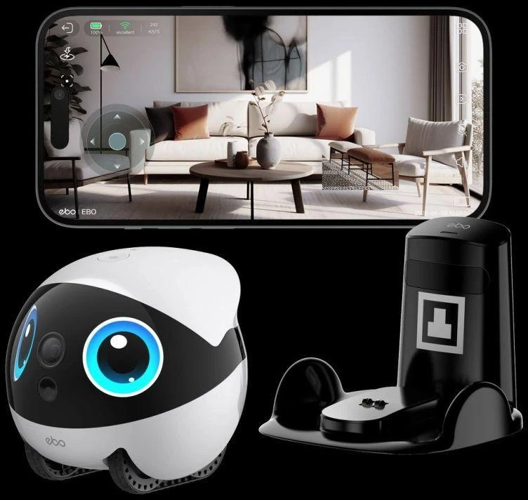 Namų robotas kompanijonas Enabot EBO Air 2 Plus FamilyBot su stebėjimo ir skambučių funkcija, baltas