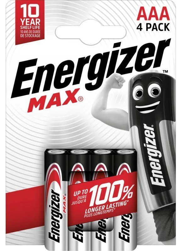 Ausinės ENERGIZER Šarminės baterijos MAX AAA LR03, 4 vnt., Ekologiška pakuotė