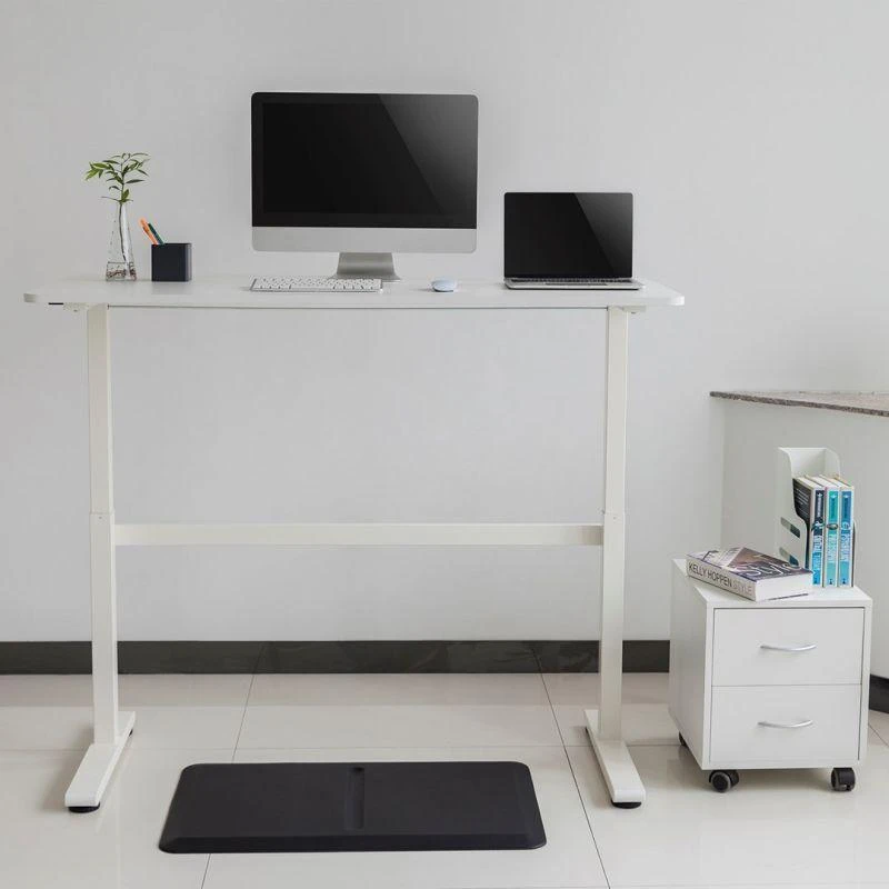 Ergo Office ER-401 Sėdimas stalas 140x60cm Rankiniu būdu reguliuojamo aukščio Biuro stalas max 117cm Ergonomiškas stalas, apkraunamas iki 40kg baltas