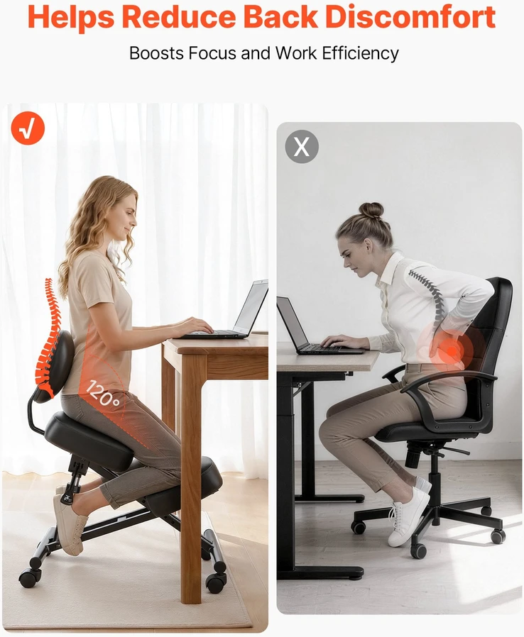 VEVOR Ergonominė kėdė su atlošu ir ratukais