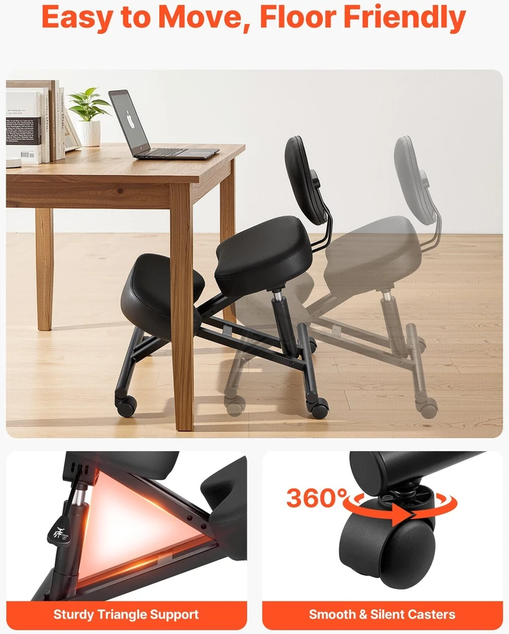 VEVOR Ergonominė kėdė su atlošu ir ratukais