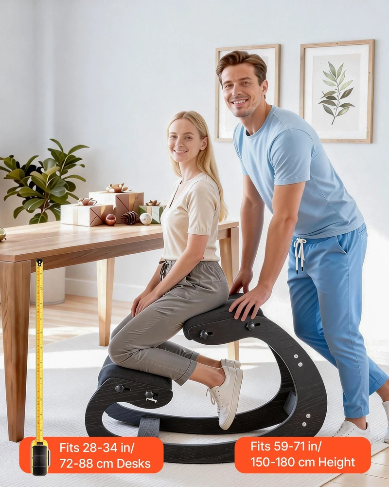 VEVOR Ergonominė medinė kėdė su paminkštinimu