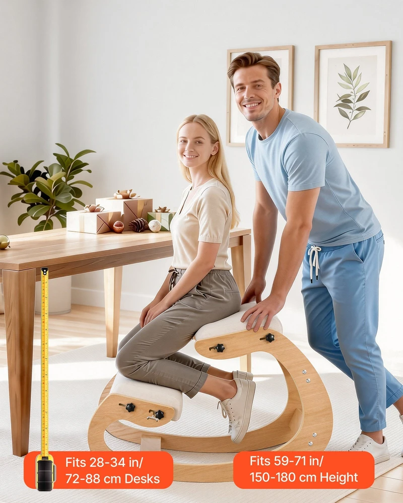VEVOR Ergonominė medinė kėdė su reguliuojamu porolonu