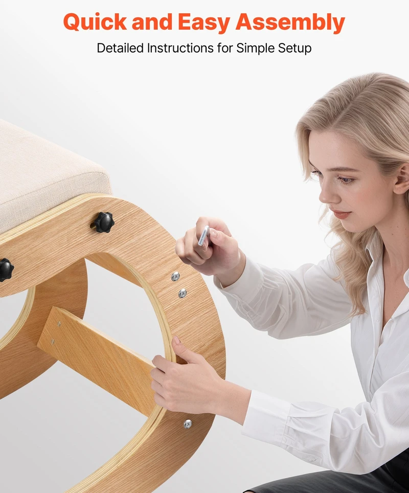 VEVOR Ergonominė medinė kėdė su reguliuojamu porolonu