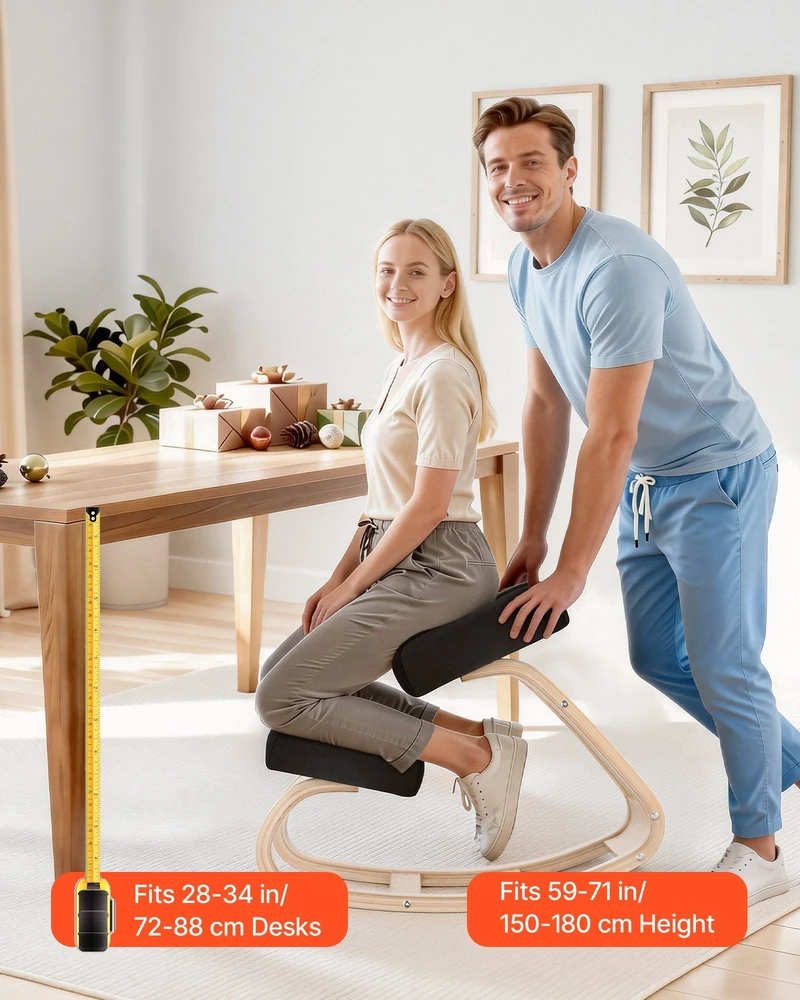VEVOR Ergonominė klūpėjimo kėdė iš medžio